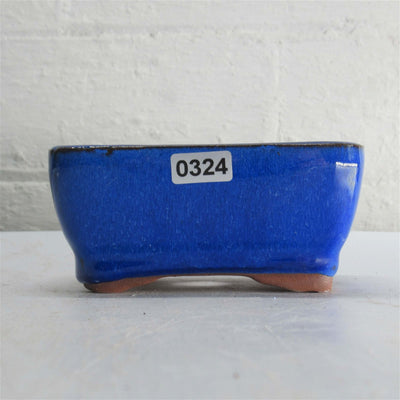 11cm Glazed Bonsai Pot | Rectangle | 11cm x 8cm x 5cm | Blue - Yorkshire Bonsai