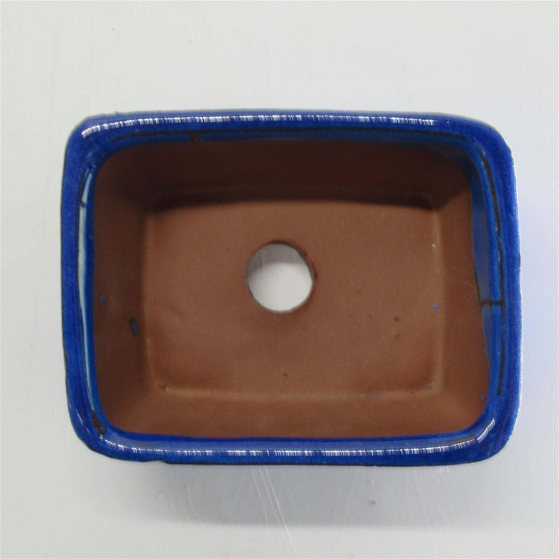 11cm Glazed Bonsai Pot | Rectangle | 11cm x 8cm x 5cm | Blue - Yorkshire Bonsai