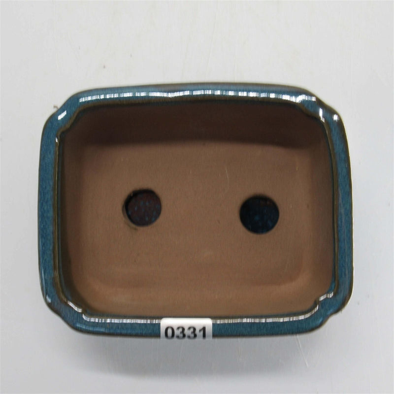 12cm Glazed Bonsai Pot | Rectangle | 12cm x 10cm x 5cm | Turquoise | With drip tray - Yorkshire Bonsai