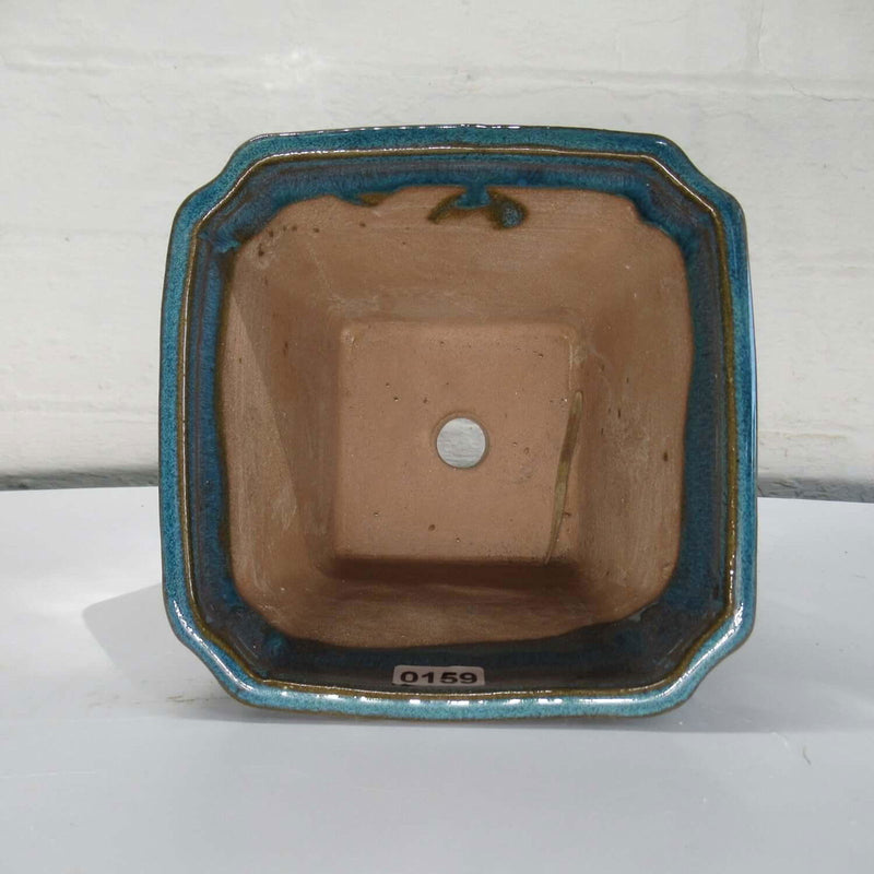 13cm Glazed Bonsai Pot | Cascade | 13cm x 12cm | Blue - Yorkshire Bonsai