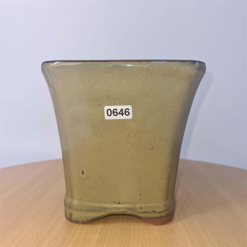 13cm Glazed Bonsai Pot | Cascade | 13cm x 13cm x 13cm | Green - Yorkshire Bonsai