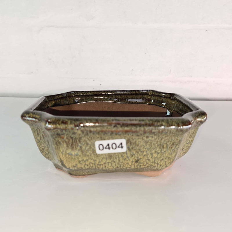 13cm Glazed Bonsai Pot | Rectangle | 13cm x 10cm x 5cm | Green - Yorkshire Bonsai