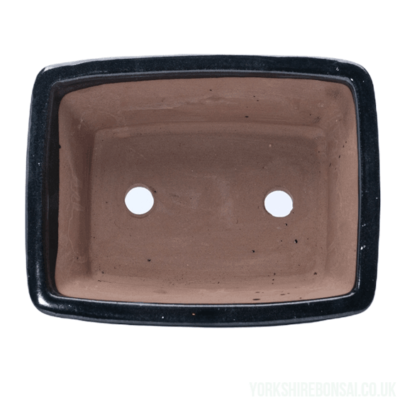 18cm Glazed Bonsai Pot | Rectangle | 18cm x 14cm x 6cm | Silver - Yorkshire Bonsai