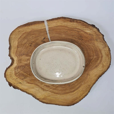 18cm Glazed Drip Tray | Oval | White - Yorkshire Bonsai