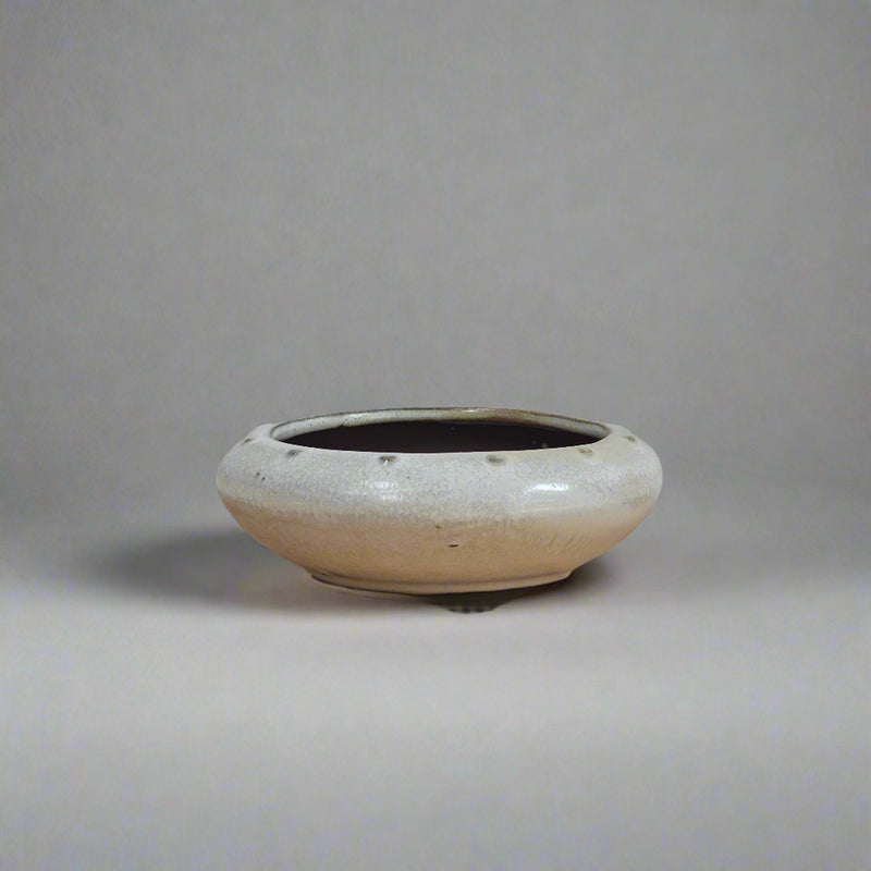 13cm Glazed Bonsai Pot | Round | 13cm x 4cm | White