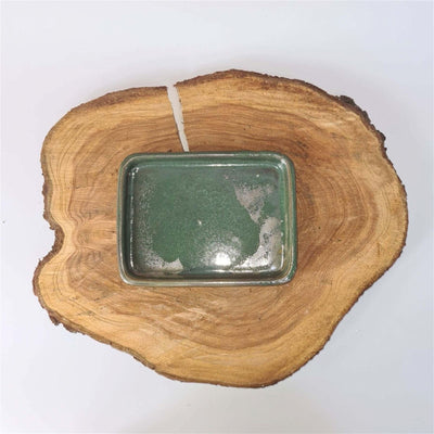 20cm Glazed Drip Tray | Rectangle | Green - Yorkshire Bonsai