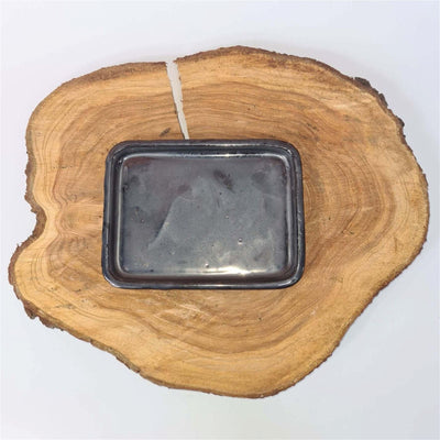 20cm Glazed Drip Tray | Rectangle | Silver - Yorkshire Bonsai