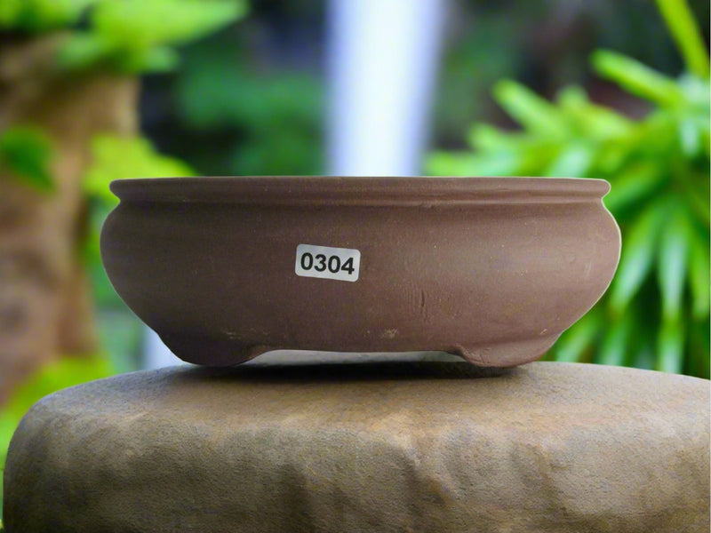20cm Unglazed Bonsai Pot | Oval | 20cm x 17cm x 7cm | Brown - Yorkshire Bonsai
