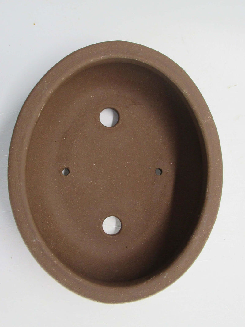 20cm Unglazed Bonsai Pot | Oval | 20cm x 17cm x 7cm | Brown - Yorkshire Bonsai