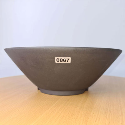 22cm Premium Unglazed Bonsai Pot | Round | 22cm x 22cm x 8cm | Grey - Yorkshire Bonsai