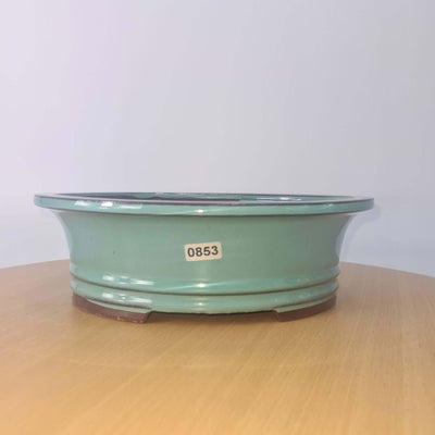 23cm Glazed Bonsai Pot | Oval | 23cm x 19cm x 7cm | Turquoise - Yorkshire Bonsai