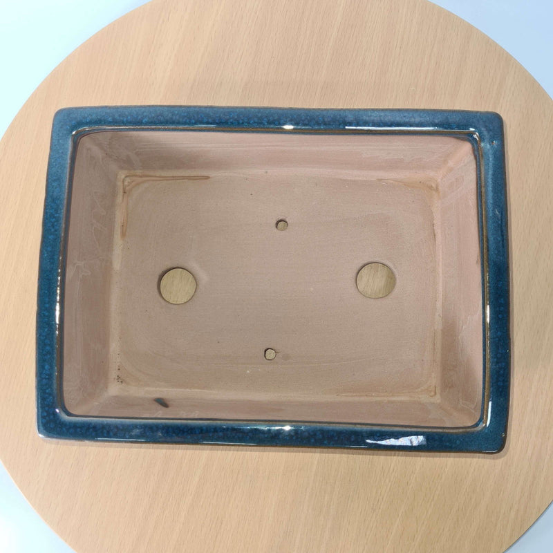25cm Glazed Bonsai Pot | Rectangle | 25cm x 18cm x 9cm | Blue - Yorkshire Bonsai