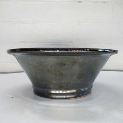 27cm Glazed Bonsai Pot | Round | 27cm x 27cm x 10cm | Black - Yorkshire Bonsai