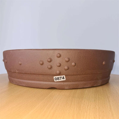 28cm Premium Unglazed Bonsai Pot | Round | 28cm x 28cm x 7cm | Brown - Yorkshire Bonsai