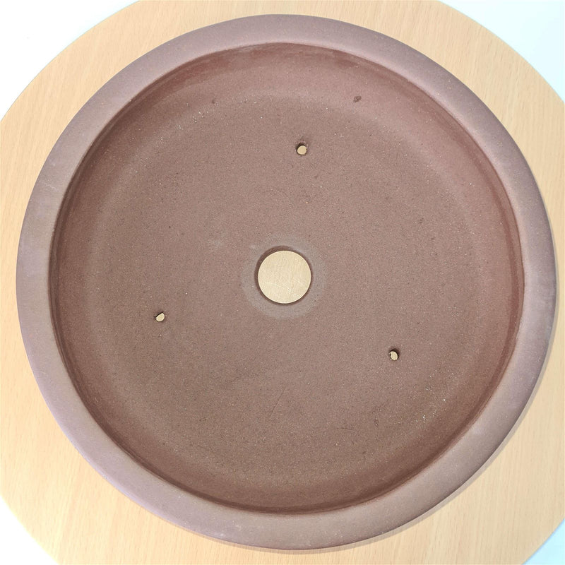 28cm Premium Unglazed Bonsai Pot | Round | 28cm x 28cm x 7cm | Brown - Yorkshire Bonsai