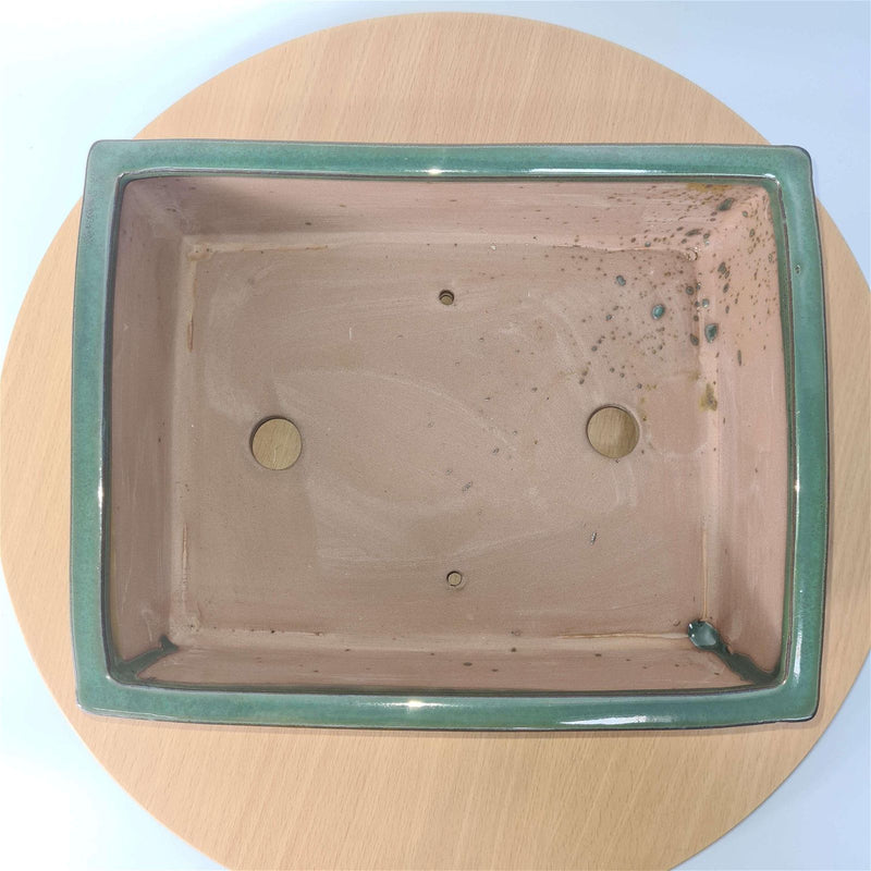 30cm Glazed Bonsai Pot | Rectangle | 30cm x 23cm x 9cm | Green - Yorkshire Bonsai