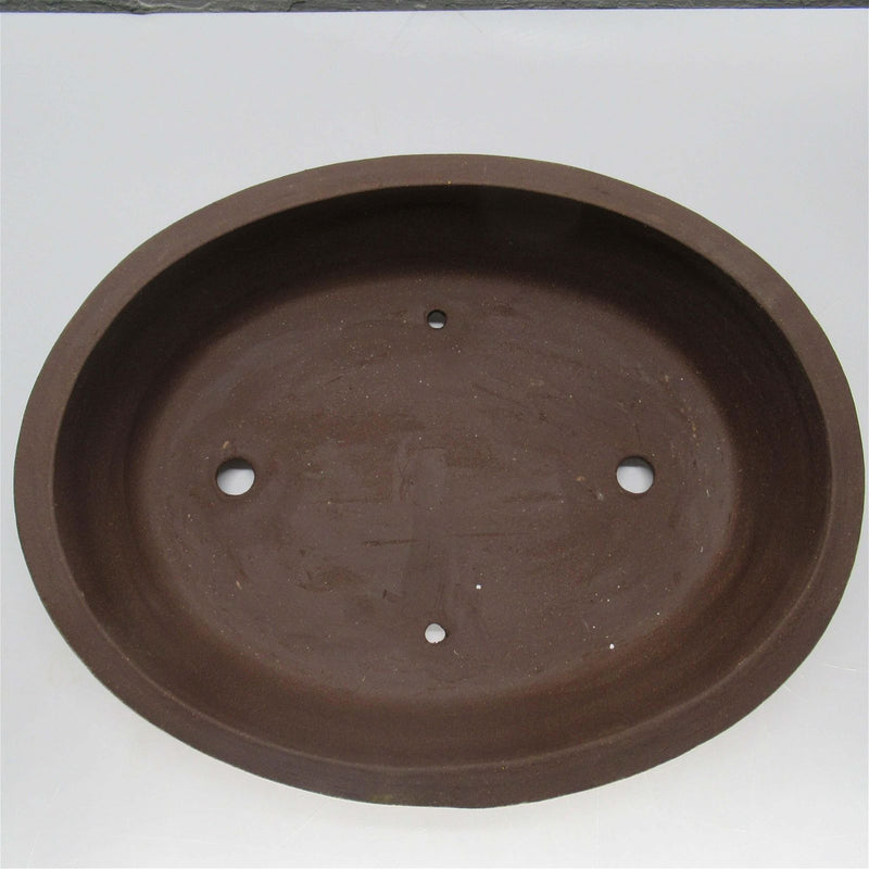 31cm Unglazed Bonsai Pot Oval | 31cm x 24cm x 7cm | Oval | Brown - Yorkshire Bonsai