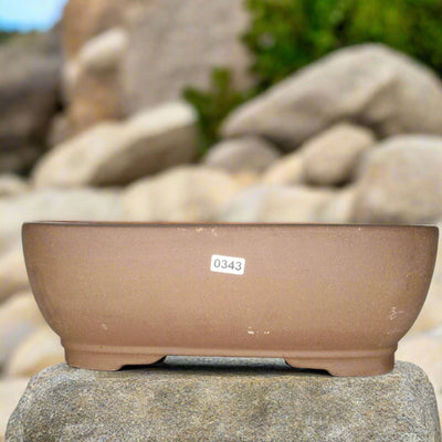 31cm Unglazed Bonsai Pot Oval | 31cm x 25cm x 10cm | Rectangle | Brown - Yorkshire Bonsai