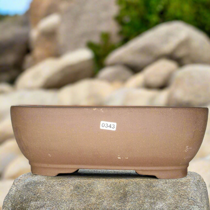 31cm Unglazed Bonsai Pot Oval | 31cm x 25cm x 10cm | Rectangle | Brown - Yorkshire Bonsai