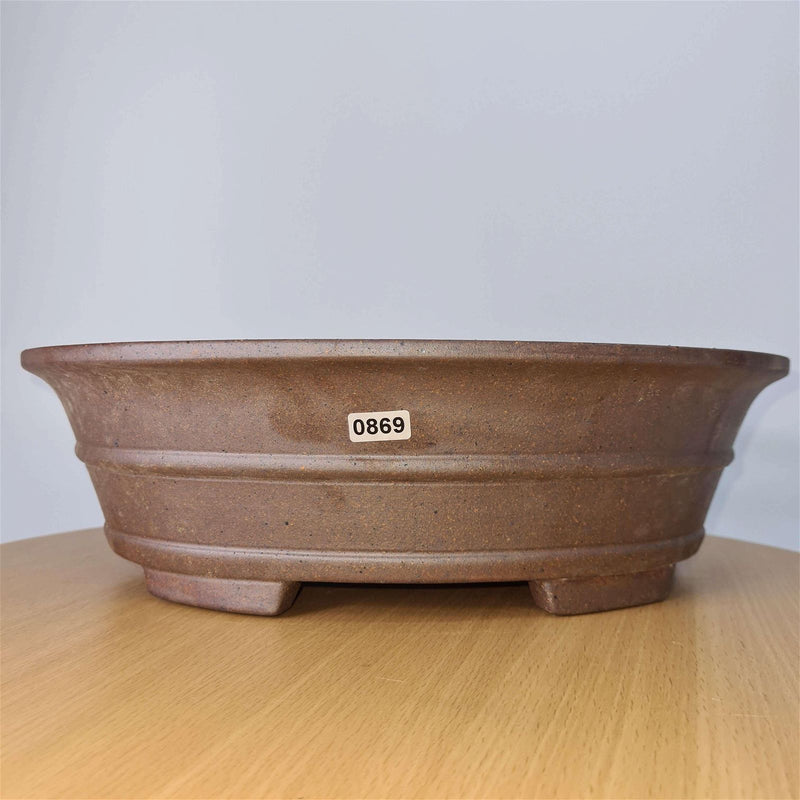 33cm Premium Unglazed Bonsai Pot | Oval | 33cm x 27cm x 10cm | Brown - Yorkshire Bonsai