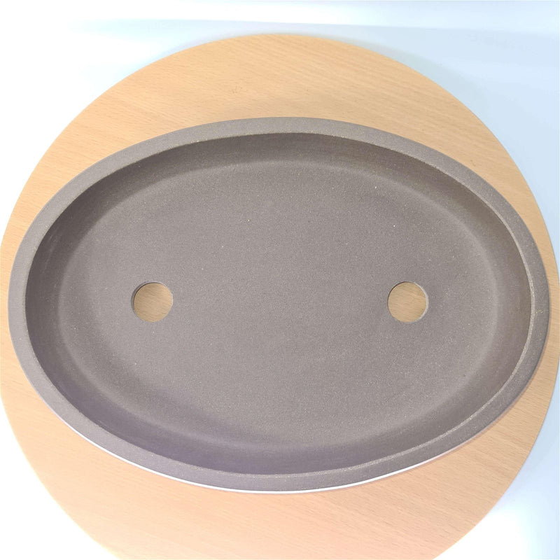 37cm Premium Handmade Unglazed Bonsai Pot | Oval | 37cm x 26cm x 6.5cm | Brown - Yorkshire Bonsai