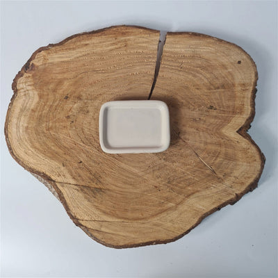 9.5cm Glazed Drip Tray | Rectangle | White - Yorkshire Bonsai